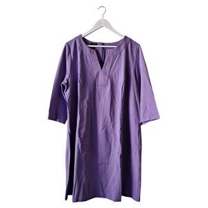 Talbots Dress 3/4 Sleeve Split Neck Knee Length Shift Purple Womens Size 20WP